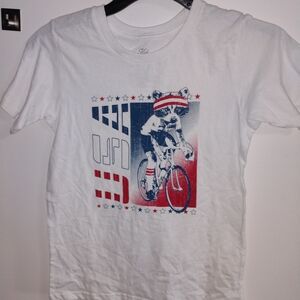 Kid Dangerous White USA Cycling Graphic Tee